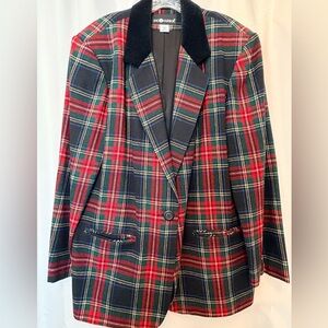 Sag Harbor Red and Black Plaid Blazer